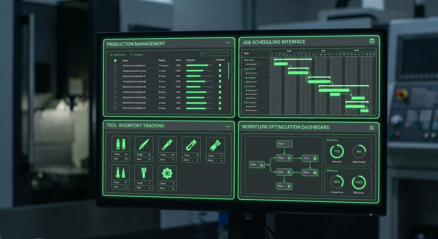 Machine shop software showing production management and job scheduling