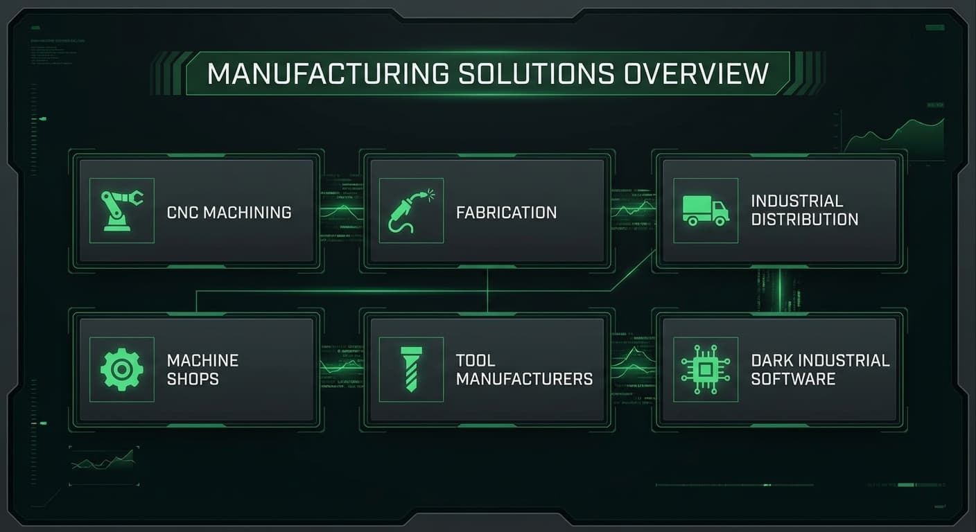 Manufacturing software solutions overview showing different industry sectors